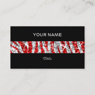 Tarjeta De Visita Glitz Zebra Rojo raya negra espalda