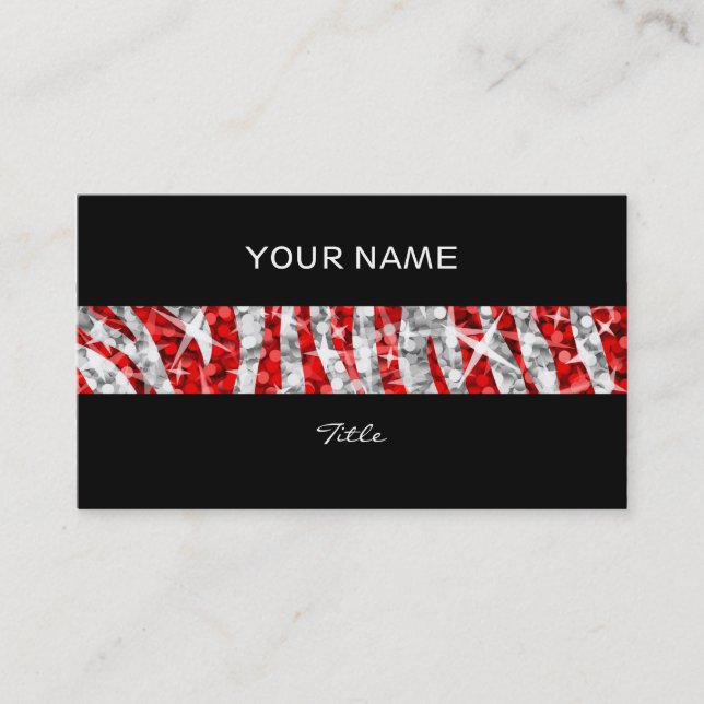 Tarjeta De Visita Glitz Zebra Rojo raya negra espalda (Anverso)