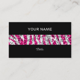 Tarjeta De Visita Glitz Zebra rosa de espalda negra