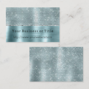 Tarjeta De Visita Glitzy Aqua Silver Sparkle
