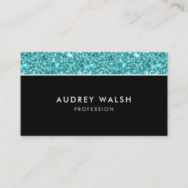 Tarjeta De Visita Glitzy Blue purpurina profesional de lujo femenino