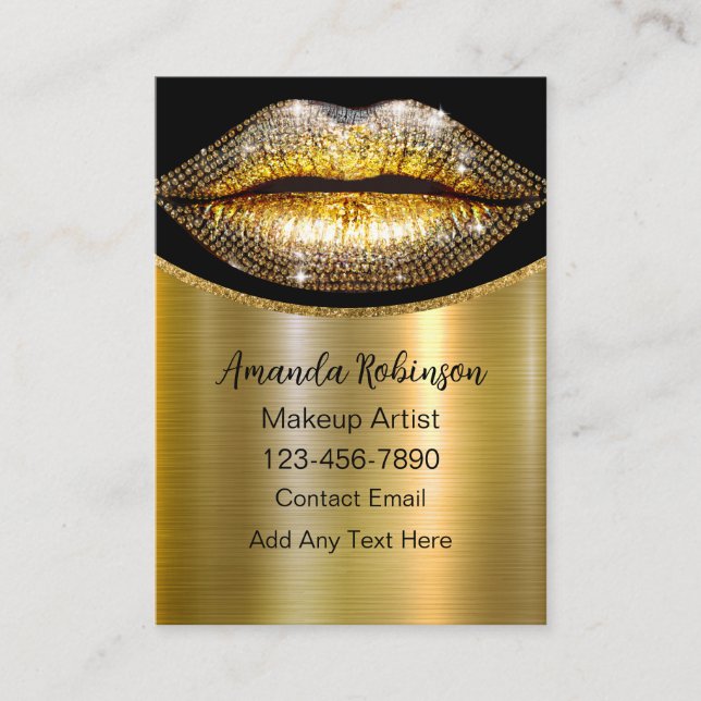 Tarjeta De Visita Glitzy Classy sobre el mejor artista de maquillaje (Anverso)