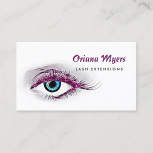 Tarjeta De Visita Glitzy Cosmetology Purple Lashes Extensiones Eylas
