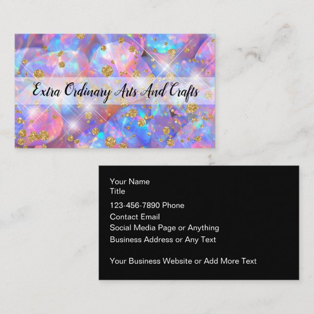 Tarjeta De Visita Glitzy Jewelry Business Cards Opal Background (Anverso / Reverso)