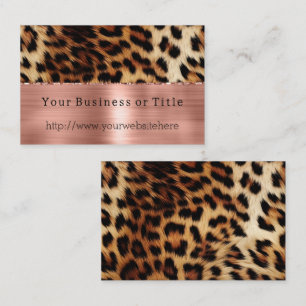 Tarjeta De Visita Glitzy Rosa Cream Brown Leopardo