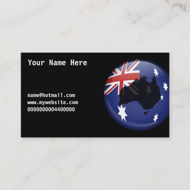 Tarjeta De Visita Globo australiano, su nombre aquí, (Anverso)