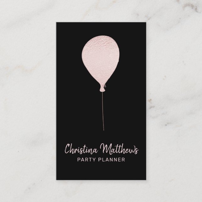 Tarjeta De Visita Globo de fiesta de oro rosa (Anverso)