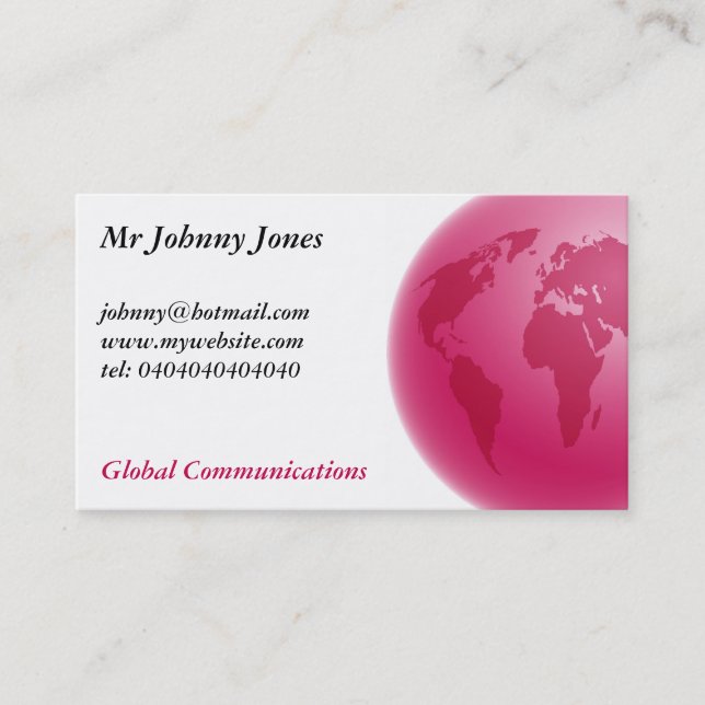 Tarjeta De Visita Globo rosado, Sr. Johnny Jones (Anverso)