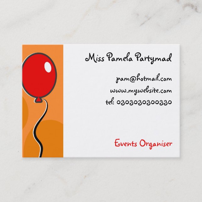 Tarjeta De Visita Globos, (Anverso)