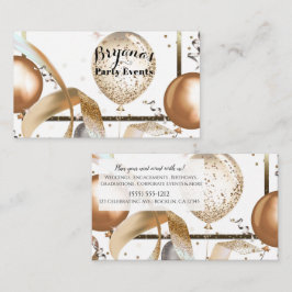 Tarjeta De Visita Globos con purpurina dorados Planificador de event