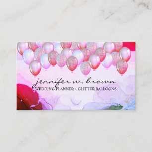 Tarjeta De Visita Globos con Purpurina Ocasiones Eventos Planificado