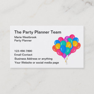 Tarjeta De Visita Globos de colores para planificador de fiestas