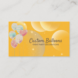 Tarjeta De Visita Globos de la tienda de regalos amarilla
