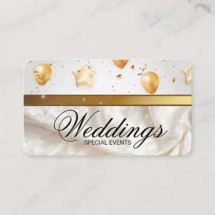 Tarjeta De Visita Globos de Oro   Tela Elegante   Servicios de Cater