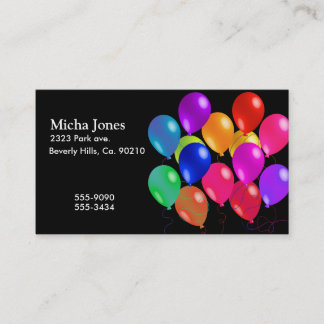 Tarjeta De Visita Globos del fiesta en un arco iris de colores