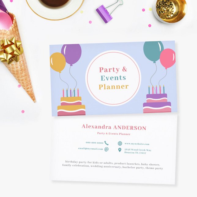 Tarjeta De Visita Globos - Fiesta y planificador de eventos (Balloons - Party & Events Planner Business Card)