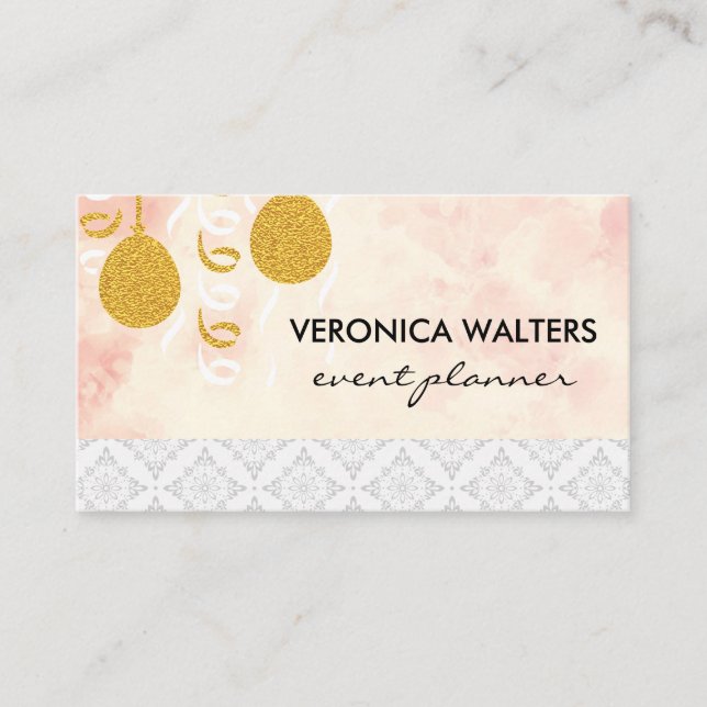 Tarjeta De Visita Globos fiestas / Máscaras de mascarada / Patrón de (Anverso)