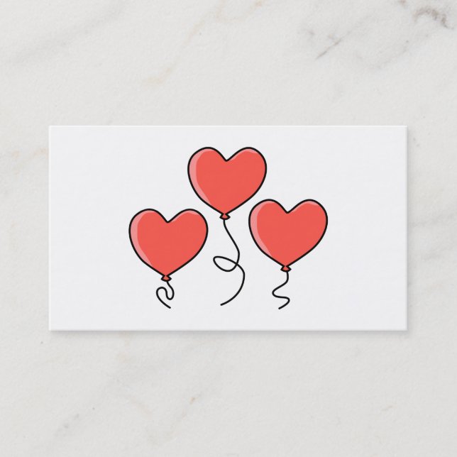 Tarjeta De Visita Globos rojos del corazón (Anverso)