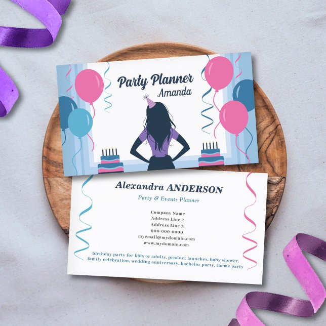 Tarjeta De Visita Globos y giros - Fiesta Planner (Balloons & Twists - Party Planner Business Card)