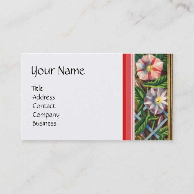 TARJETA DE VISITA GLORIAS DE MAÑANA, CARRITO DE JARDÍN, HOGARES, JAR (Anverso)