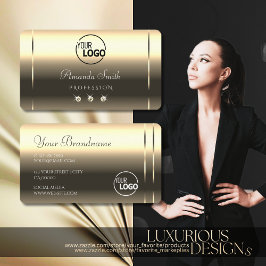 Tarjeta De Visita Glossy Gold Optics Sparkling Diamantes add Logo