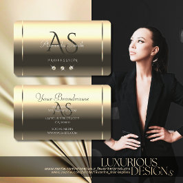 Tarjeta De Visita Glossy Gold Optics Sparkling Diamonds Initials