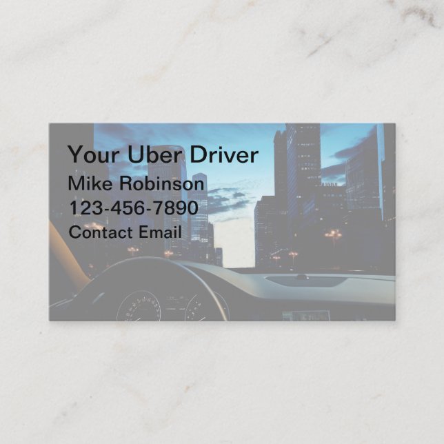 Tarjeta De Visita Glossy Uber Car Service Driver Cards Business (Anverso)