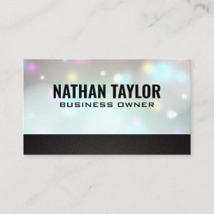 Tarjeta De Visita Glow Bokeh   Recorte de textura negra
