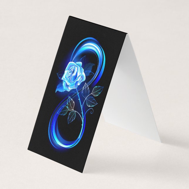 Tarjeta De Visita Glowing infinity with blue rose (Anverso)