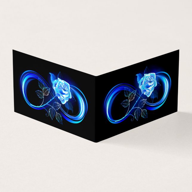 Tarjeta De Visita Glowing infinity with blue rose (Exterior)
