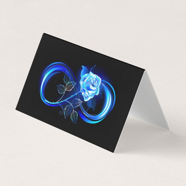 Tarjeta De Visita Glowing infinity with blue rose (Anverso)