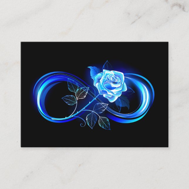 Tarjeta De Visita Glowing infinity with blue rose (Anverso)