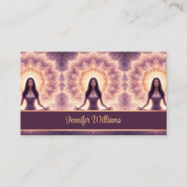 Tarjeta De Visita Glowing Mandala Meditation Woman Custom Name      