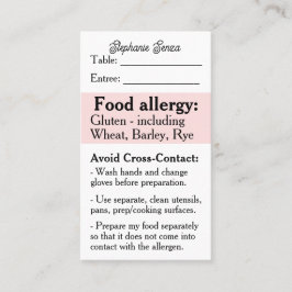 Tarjeta De Visita Gluten Allergy Restaurant Card, Celiac Food Safety