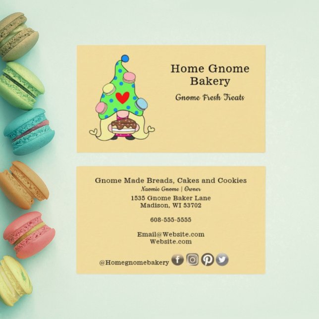 Tarjeta De Visita Gnome Hometown Bakery Pastelería Pasteles dulces (Subido por el creador)