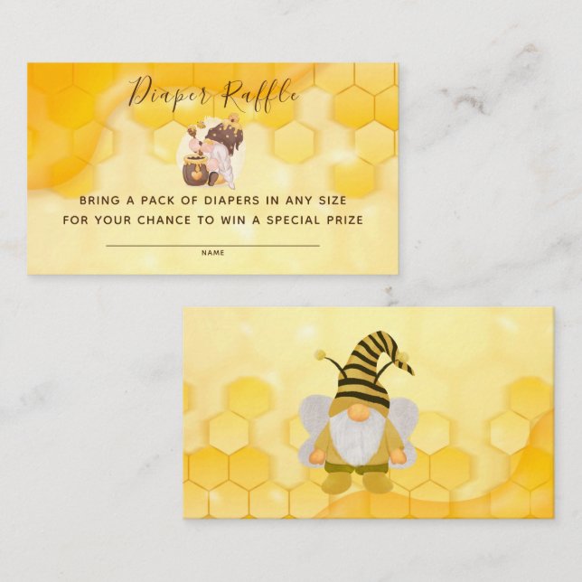 Tarjeta De Visita Gnome Honeycomb Diaper Raffle Baby Shower (Anverso / Reverso)
