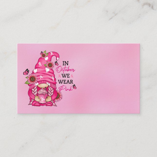 Tarjeta de visita Gnome para cáncer de mama (Anverso)
