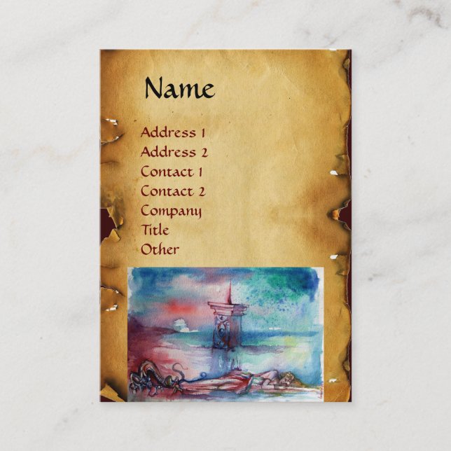 Tarjeta De Visita GNOMON Y DAMA DEL pergamino LAGO Brown (Anverso)