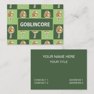 Tarjeta De Visita Goblincore Champiñón Verde Cuadros 