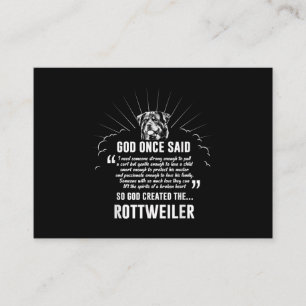 Tarjeta De Visita God Once Said Rottweiler   Amantes divertidos del 