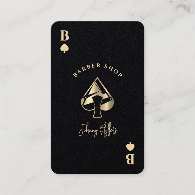 Tarjeta De Visita Gold ace of spades barber shop (Anverso)