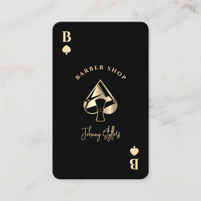 Tarjeta De Visita Gold ace of spades barber shop (Anverso)