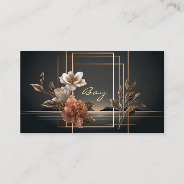 Tarjeta De Visita Gold and Copper Floral Midnight Twilight Landscape (Anverso)