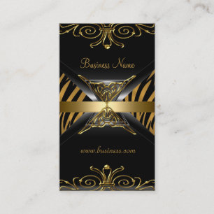 Tarjeta De Visita Gold Black Art Deco Zebra Stripe