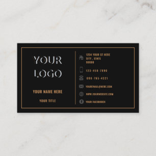 Tarjeta de visita Gold Black con información de te