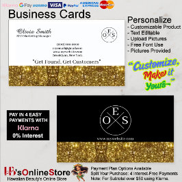 Tarjeta De Visita Gold Black Elegant Business Card 17 con plantilla