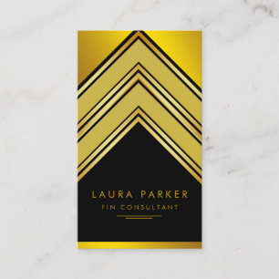 Tarjeta De Visita Gold Black Geometric Retro Profesional Elegante