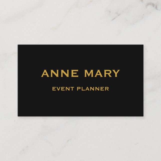 Tarjeta De Visita Gold Black Golden Trendy Wedding Event Planner (Anverso)
