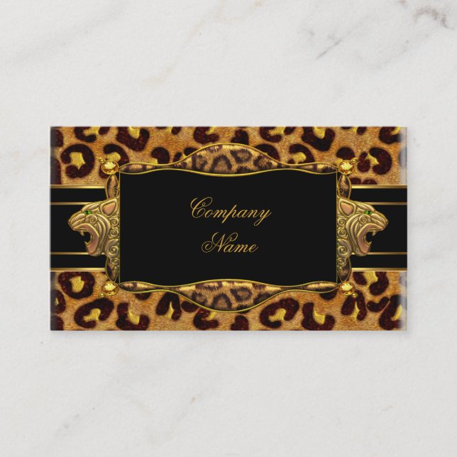 Tarjeta De Visita Gold Black Leopard Gold Elegant Boutique 7 (Anverso)