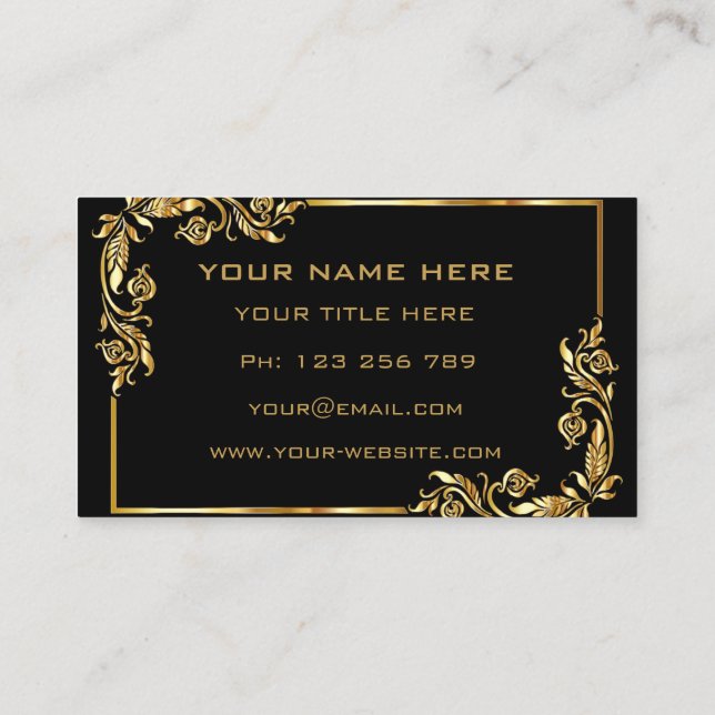 Tarjeta De Visita Gold Black Professional Design Your Business Card (Reverso)